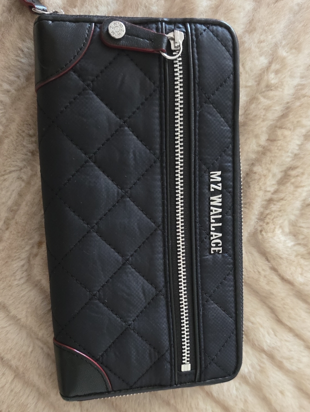 MZ Wallace Black Quilted Zip Wallet with Front Zip Pocket - Picture 2 of 10